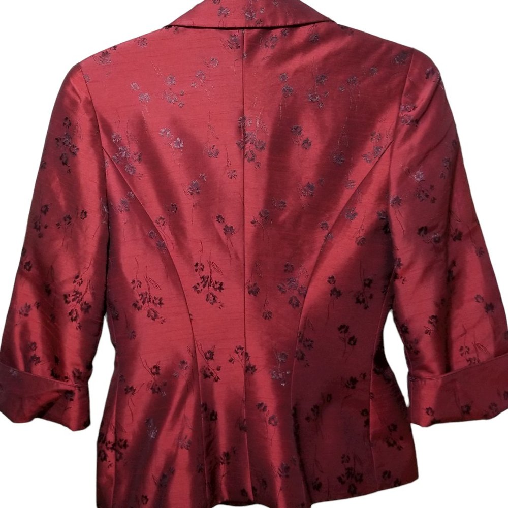 Vintage Lizzantti Shiny Red Jacket 3/4 Sleeve Tailored Slim Fit Four Button - Picture 2 of 13